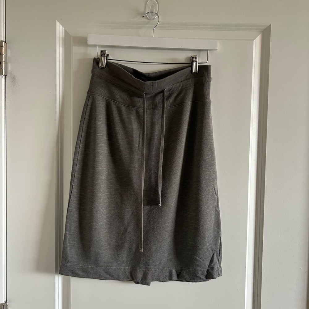 Standard James Perse Minimalist Pencil Skirt SZ 2 M Gray Cotton Knit Drawstring